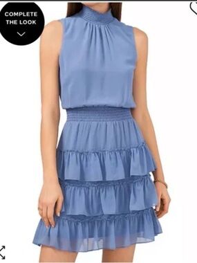 1.STATE Dusty Blue Ruffled Tiered Dress
